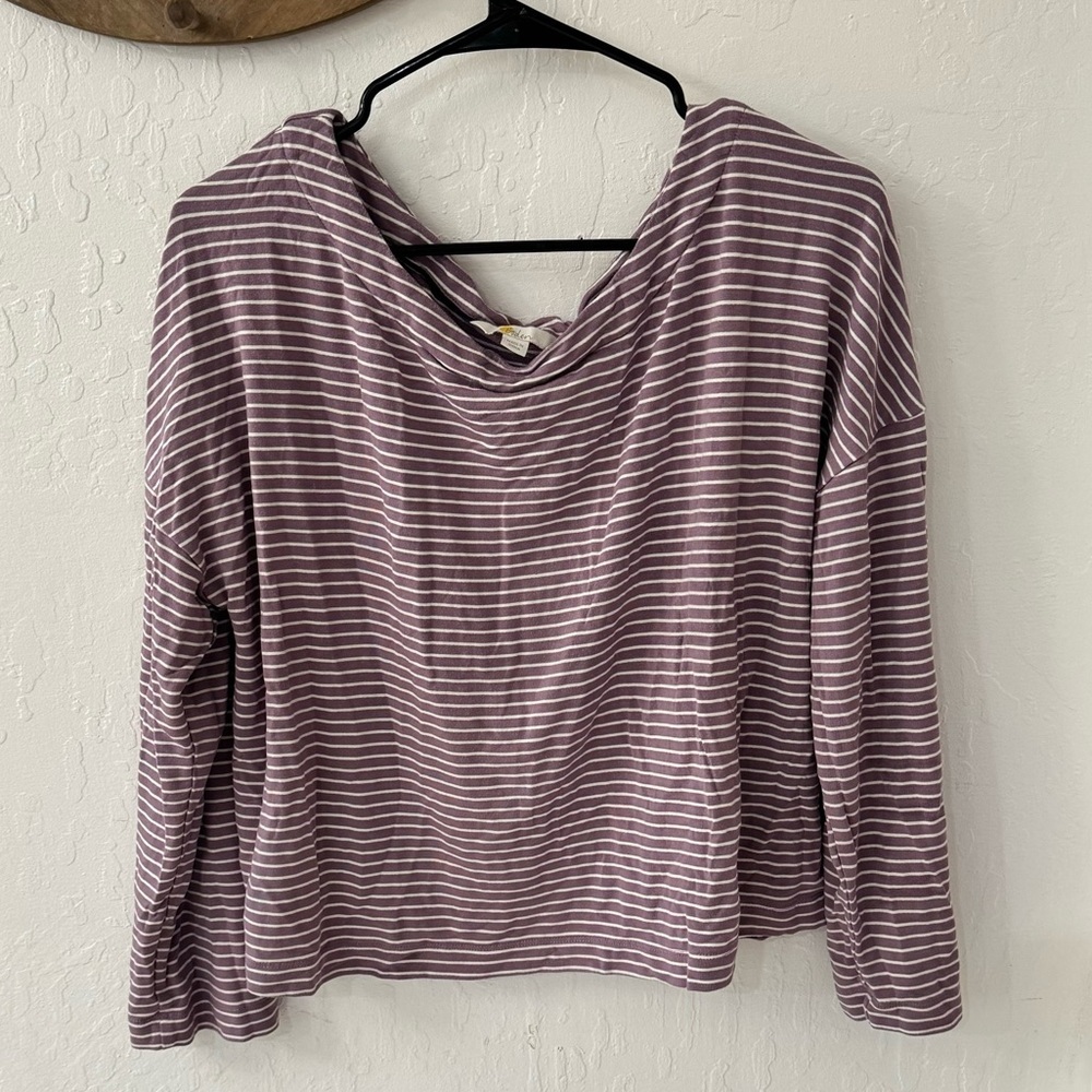 🤍 Boden Katrina Jersey Knit Top Size 12 US Purple Stripe Boxy Shirt 🤍 - Picture 2 of 10